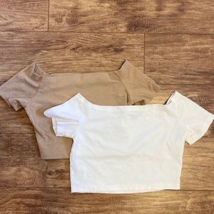 Off the shoulder crop tops ⚪️🟤